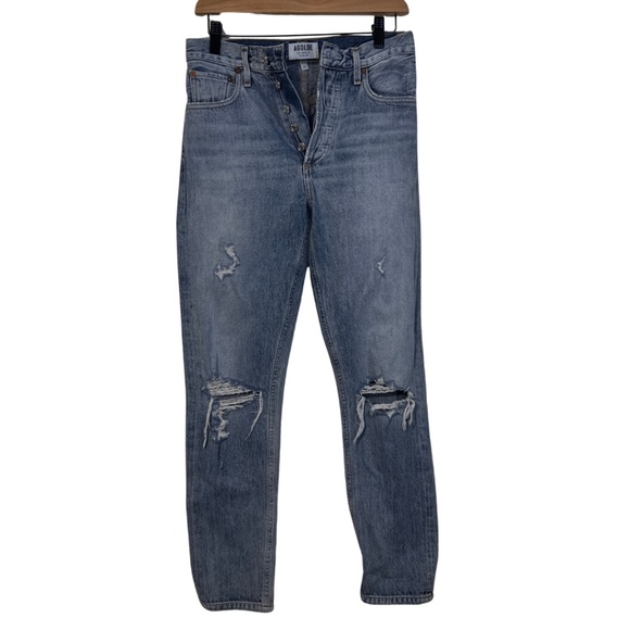 AGOLDE Distressed Straight Leg Jeans Blue Size 24 - Picture 1 of 14